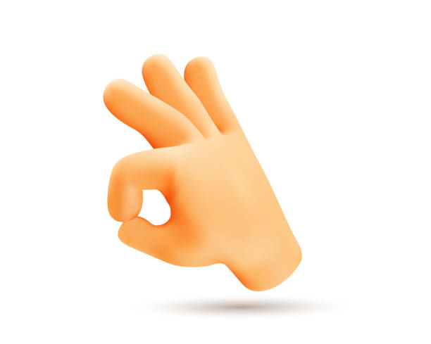 istock Vector illustration of male hand gesture sign ok with finger on white color background. 3d mesh style emoji design of yellow man hand 1603352103