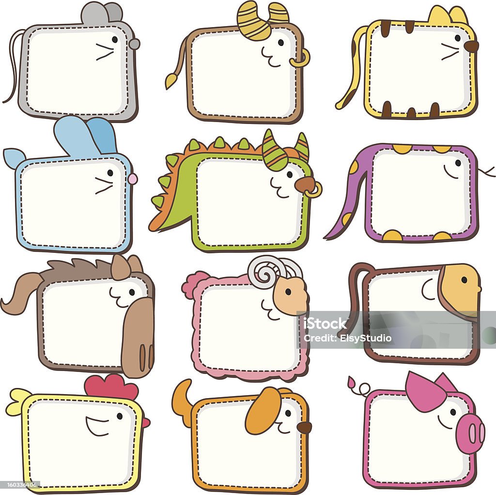 Chinese Zodiac Animal Frames Set Chinese zodiac animal frames set! Abstract stock vector
