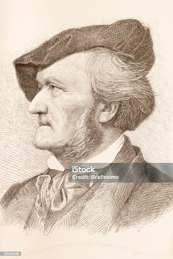 Grabado de compositor Richard Wagner en 1882 - Ilustración de stock de Richard Wagner - Compositor libre de derechos