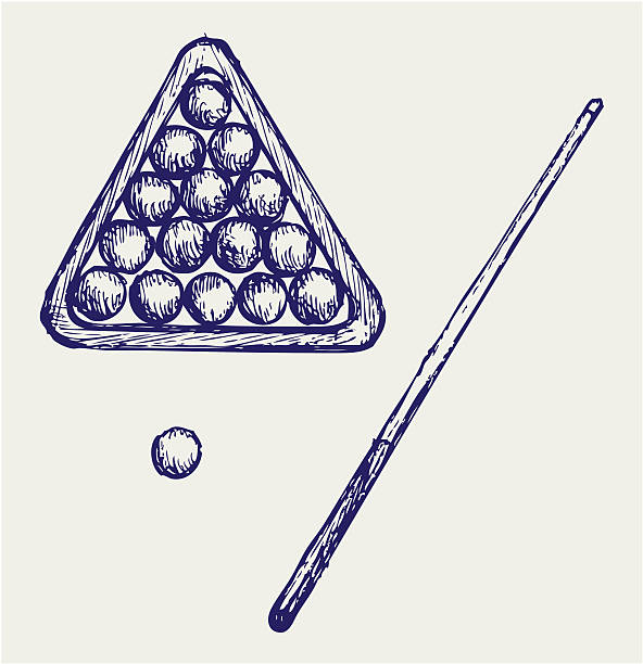 Illustration of billard cues and balls Illustration of billard cues and balls. Doodle style pool cue stock illustrations