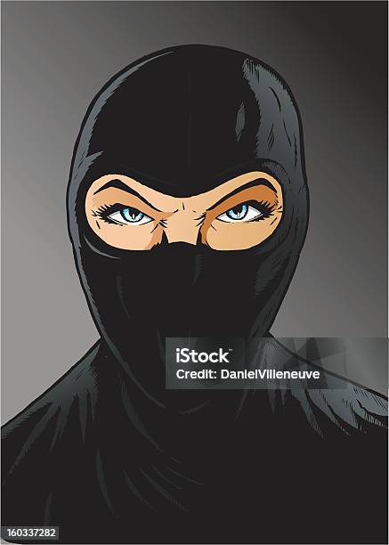 Intense Ninja Girl Thief Or Special Forces Stock Illustration - Download Image Now - Cartoon, Criminal, Human Face