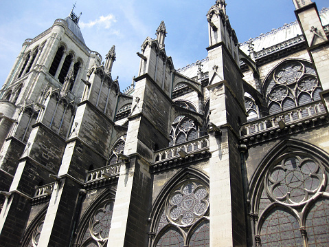 The Basilica of St. Denis is a famous church in the Saint-Denis area of Paris. It was founded in the 7th century and almost every French king from the 10th to the 18th centuries is buried there.