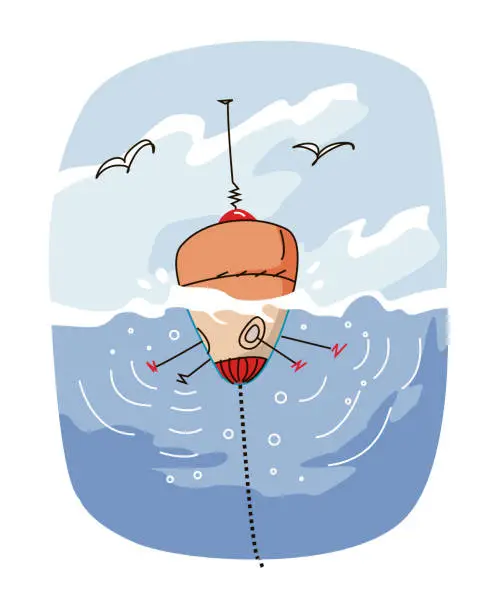 Vector illustration of a buoy in the sea