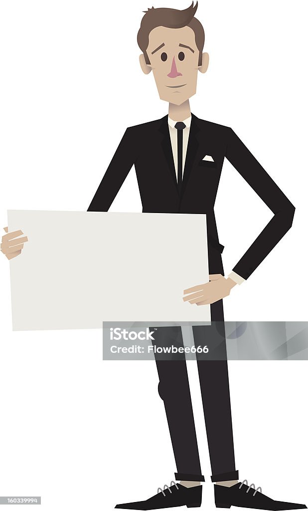 Mann im Anzug hält-Center - Lizenzfrei Anzug Vektorgrafik