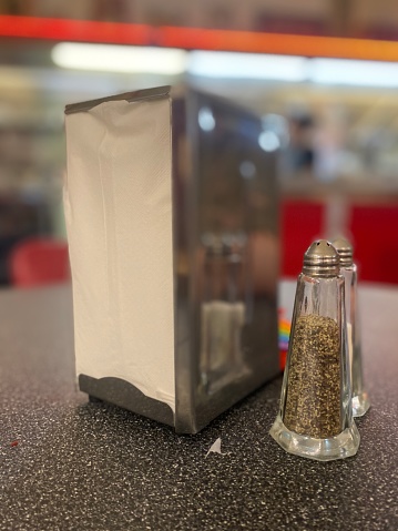 Napkin Dispenser, Salt and Pepper Shakers