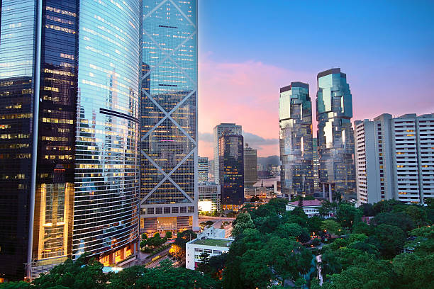 istock office building at night in hong kong 160342379
