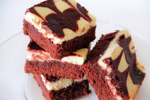 Red Velvet Cheesecake Brownies stock photo