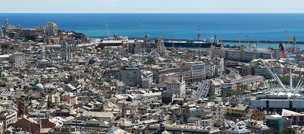The city of Genoa, panoramic view of the center