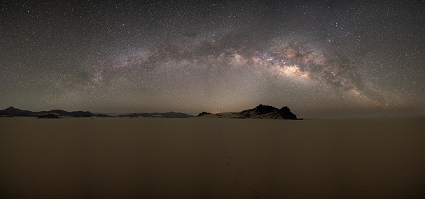 View of the Milky Way in the heart of the desert -rocky mountains - Djanet - Algeria