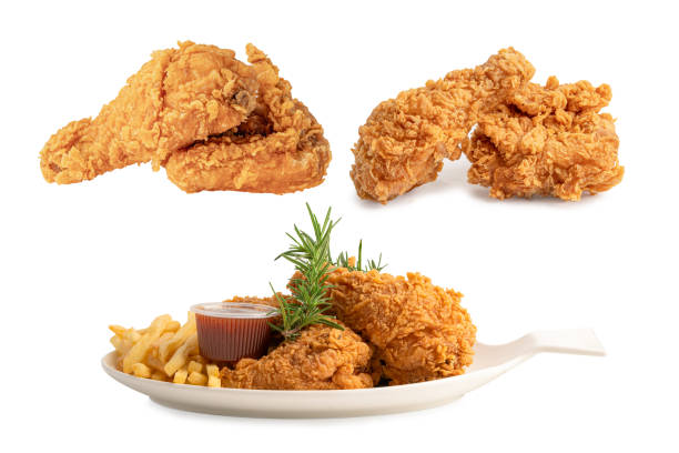 istock Fried chicken isolated on white background, junk food snack concept. 1603451505