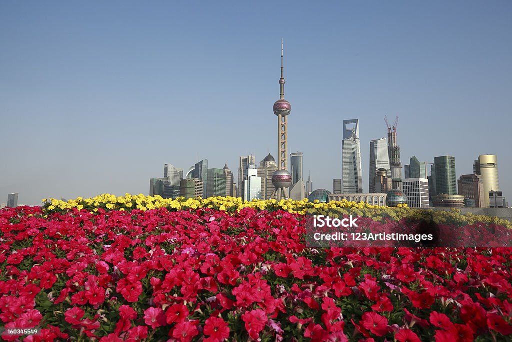 Shanghai bund hito en el nuevo panorama de los edificios de la ciudad - Foto de stock de Aire libre libre de derechos