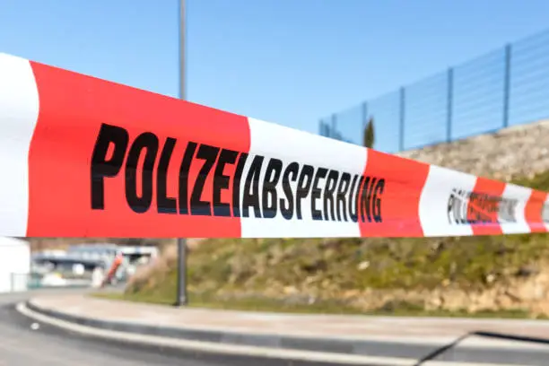 German police line at crime scene
