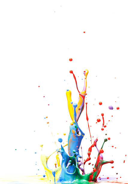 Multicolor Paint Splash Isolated on White Multicolor paint splash against a white background. squirting stock pictures, royalty-free photos & images