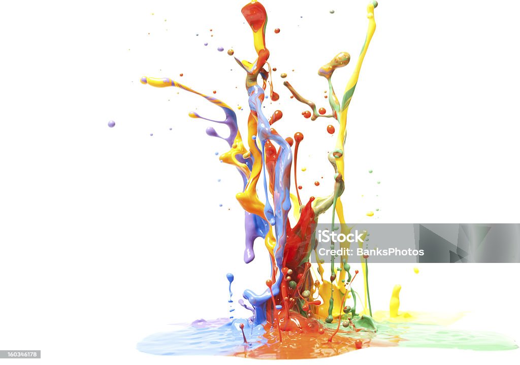 Pintura Multicolor Splash Aislado en blanco - Foto de stock de Pintura - Equipo de arte y artesanía libre de derechos