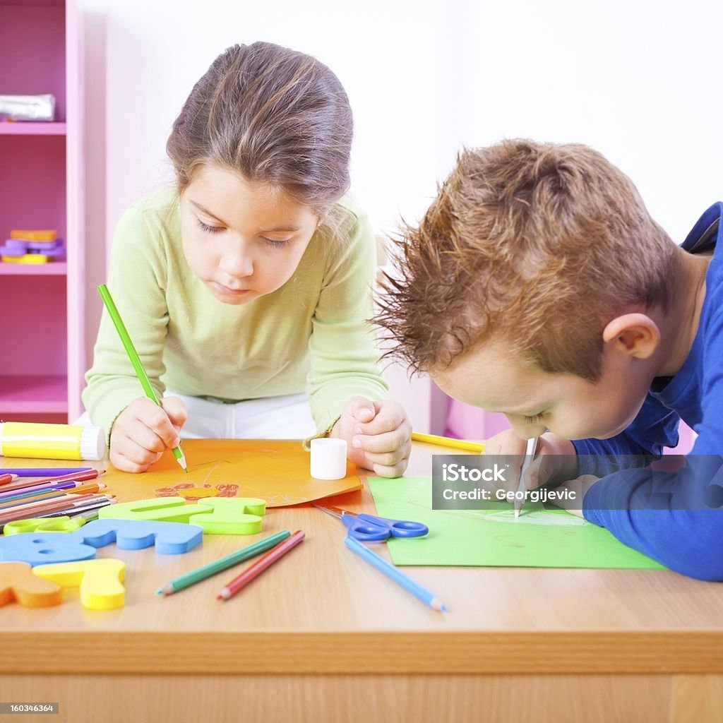 아이들이 이 kindergarden - 로열티 프리 교실 스톡 사진