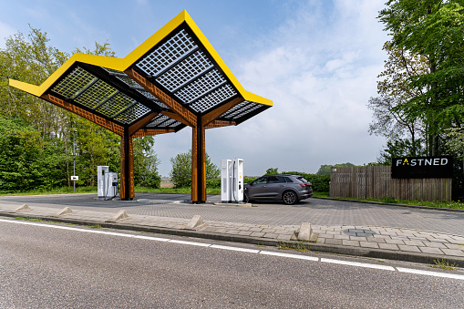 Fastned electric vehicle charging station in Rutten, Netherlands