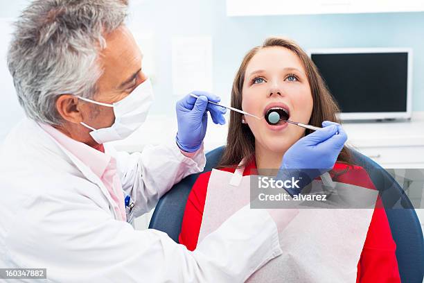 Jovem Mulher No Dentista - Fotografias de stock e mais imagens de Adulto maduro - Adulto maduro, Mulheres, Adulto