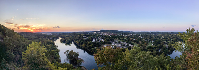 Scenic Sunset view of Table Rock Lake, Table Rock Lake Dam and The White River in Branson at Southwest Missouri.
