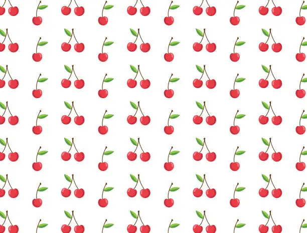 Vector illustration of Seamless Cherry Pattern Vector isolated on white background