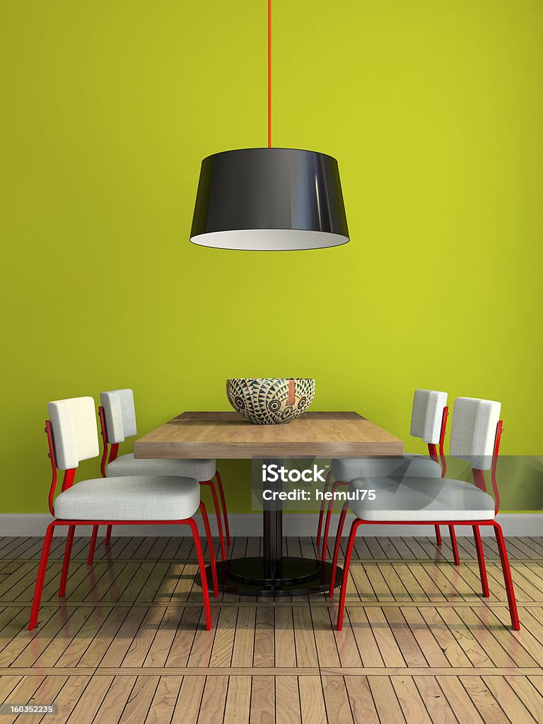 Part of the modern dining-room with green wall Part of the modern dining-room with green wall illustration Dining Room Stock Photo