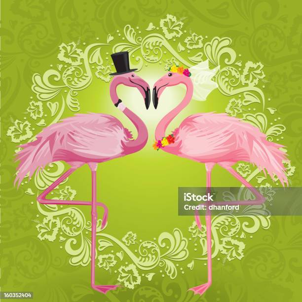 Ślub Flamingi - Stockowe grafiki wektorowe i więcej obrazów Cylinder - Cylinder, Flaming, Ilustracja