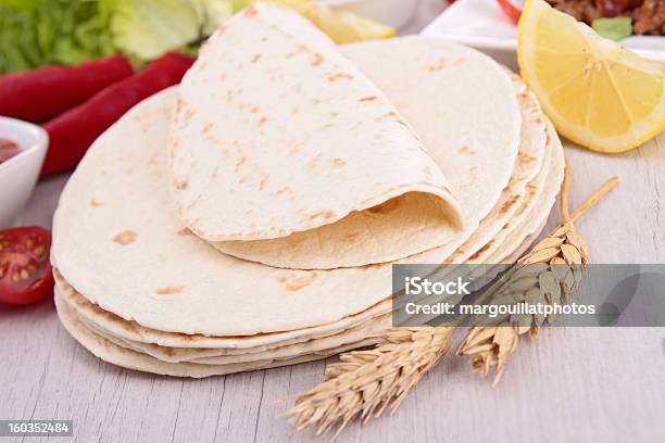 Flour Tortilla And Ingredient Stock Photo - Download Image Now - Flour, Mexican Culture, Tortilla - Flatbread