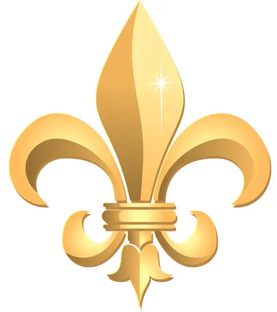 Vector illustration of Fleur de Lys in Gold