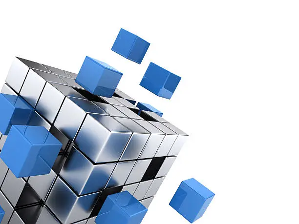 teamwork business concept - cube assembling from blocks