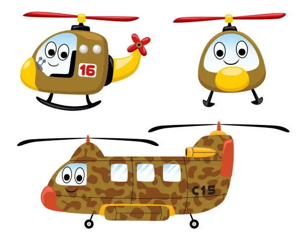 Vector illustration of Vector illustration of funny helicopter cartoon