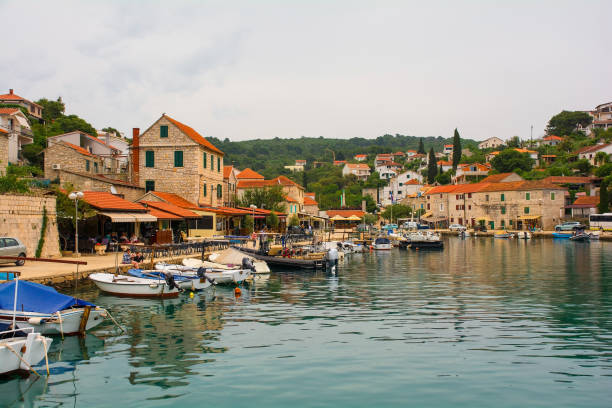 The historic port village of Maslinica on Solta Island in Split-Dalmatia County, Croatia