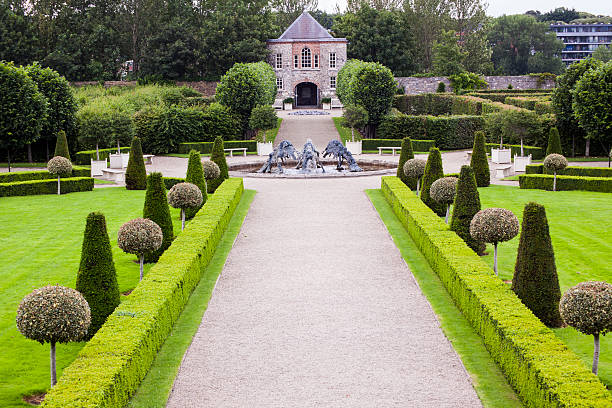 Formal gardens with topiary stock photo