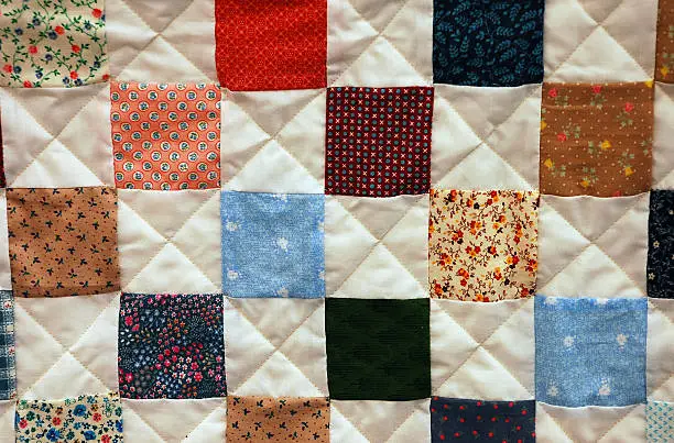 Colorful handcrafted patchwork quilt