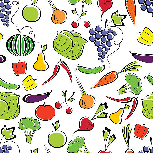 gemüse und obst. - meal communal garden composition grape stock-grafiken, -clipart, -cartoons und -symbole