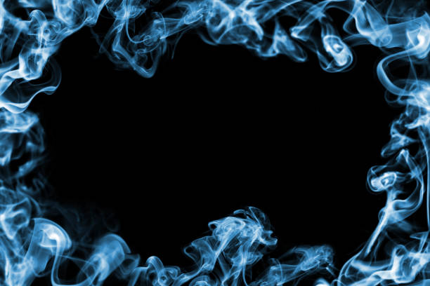 istock Frame of smoke on black background, space for text 1603550075