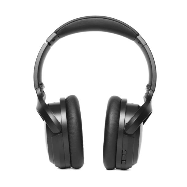 istock Modern black wireless headphones isolated on white 1603551747