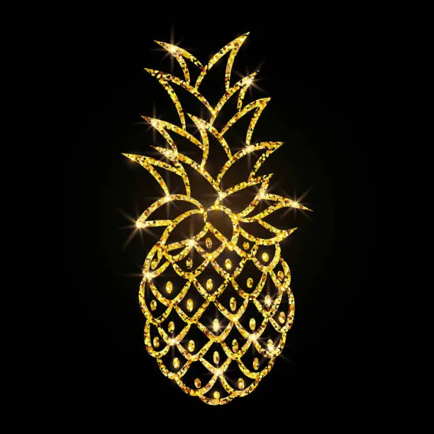 Vector illustration of Stylized pineapple with glitter and shine.