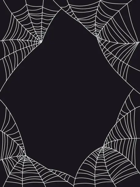 Vector illustration of The background is black with a white web