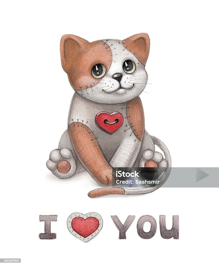 Carino Gatto giocattolo illustrazione - Illustrazione stock royalty-free di Amore