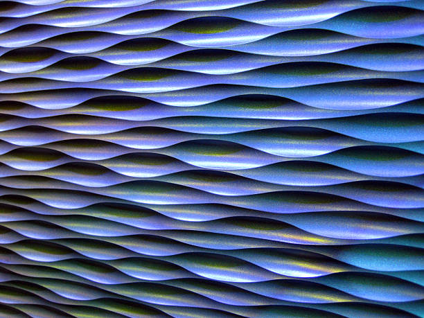 Futuristic metallic wave texture stock photo