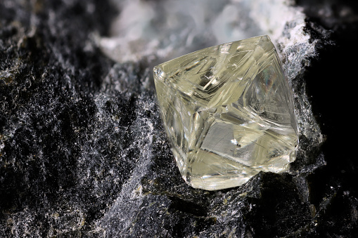 0.55 ct octahedral diamond from South Africa nestled in kimberlite