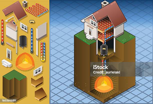 Geothermal Heat Pumpunderfloorheating Diagram Stock Illustration - Download Image Now - Geothermal Power Station, Heat - Temperature, Water Pump