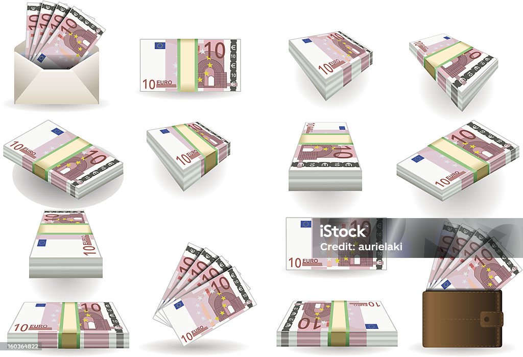 Pełny zestaw dziesięciu euro banknoty - Grafika wektorowa royalty-free (Architektura)