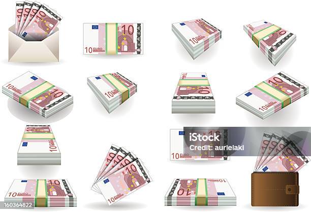 Pełny Zestaw Dziesięciu Euro Banknoty - Stockowe grafiki wektorowe i więcej obrazów Architektura - Architektura, Banknot, Bez ludzi