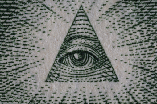 The eye of the pyramid on the back of a United States dollar bill
