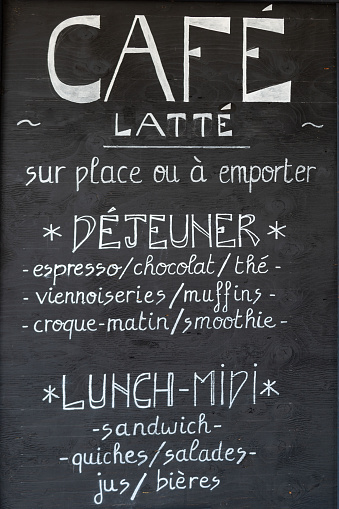 Blackboard with the daily menu
