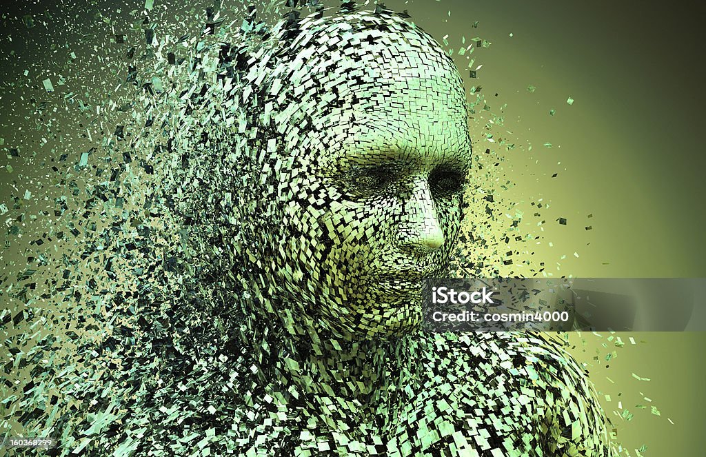 abstract character shattered into pieces Breaking Stock Photo