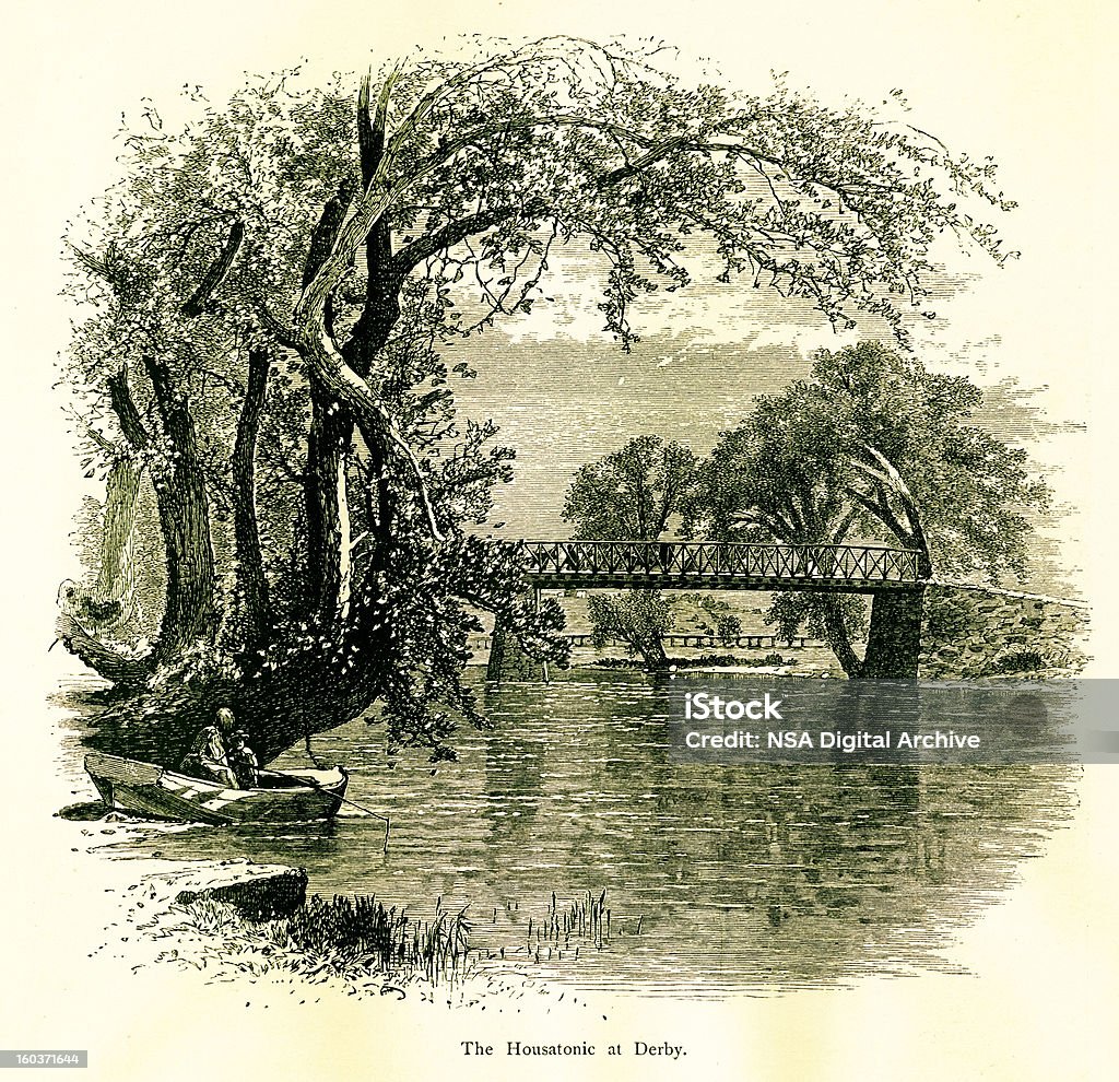 「Housatonic 川でデュボワ、コネチカット州） - 19世紀のロイヤリティフリーストックイラストレーション