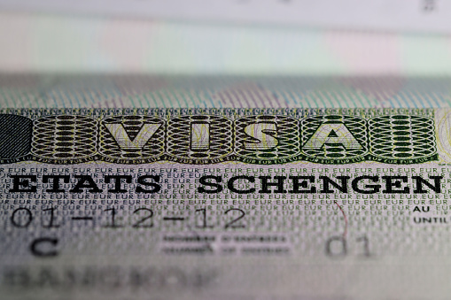 Schengen States visa in passport