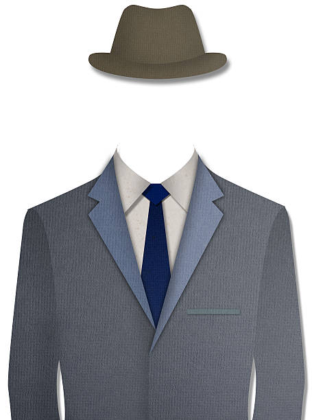 istock Paper cut Gray business suit with hat on white background 160371997