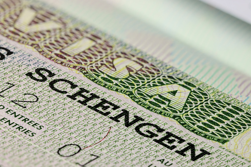Schengen States visa in passport